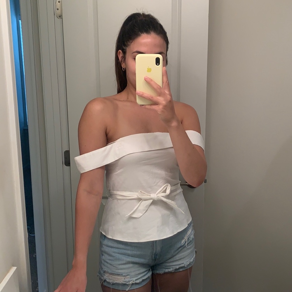 Express peplum off the shoulder tank